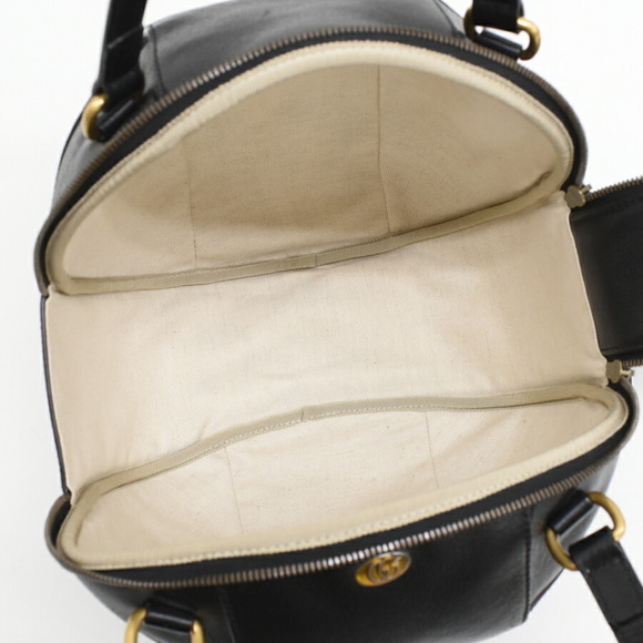 Gucci Tifosa Handbag Black Leather Basketball Shape - Picture 8 of 9